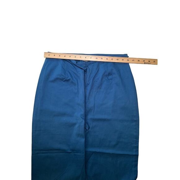 St John's Bay Capri Pant Women's 14 Blue Stretch Beaded Lace Hem Pull-On Cotton - Picture 4 of 6